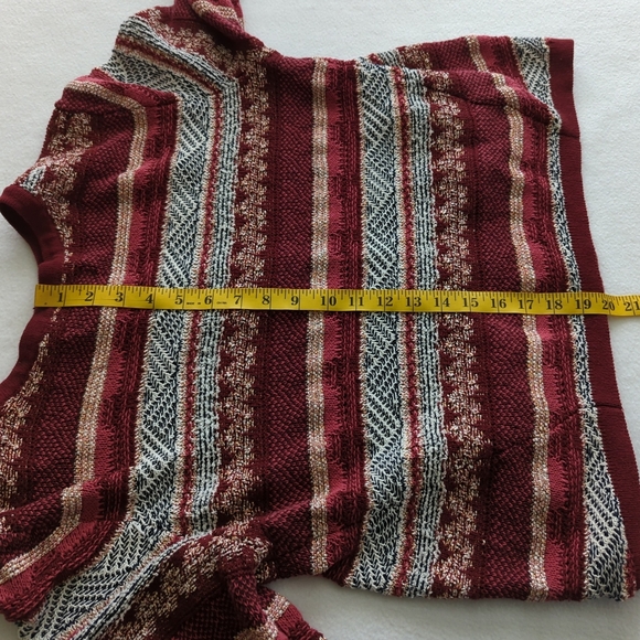 Loft Maroon/Red White & Black Full Zip Cardigan Sweater Size XL - Picture 7 of 10